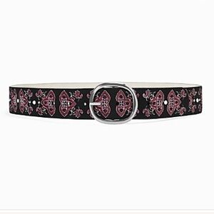 WHBM BLACK SUEDE EMBROIDERED BELT